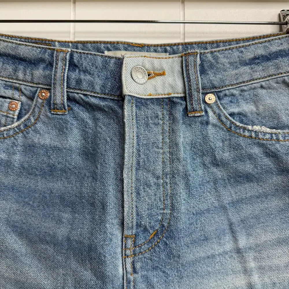 Free People mini skirt denim patched boho summer casual 26